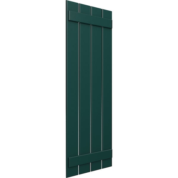 True Fit PVC Four Board Spaced Board-n-Batten Shutters, Thermal Green , 23W X 32H